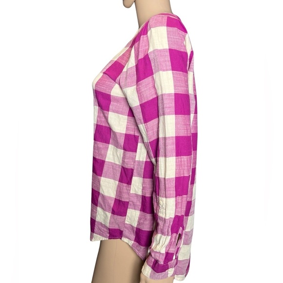 Lucky Brand Women's Plaid Flannel Long Sleeve Button Up Pink Blouse Sz Small - Picture 5 of 8